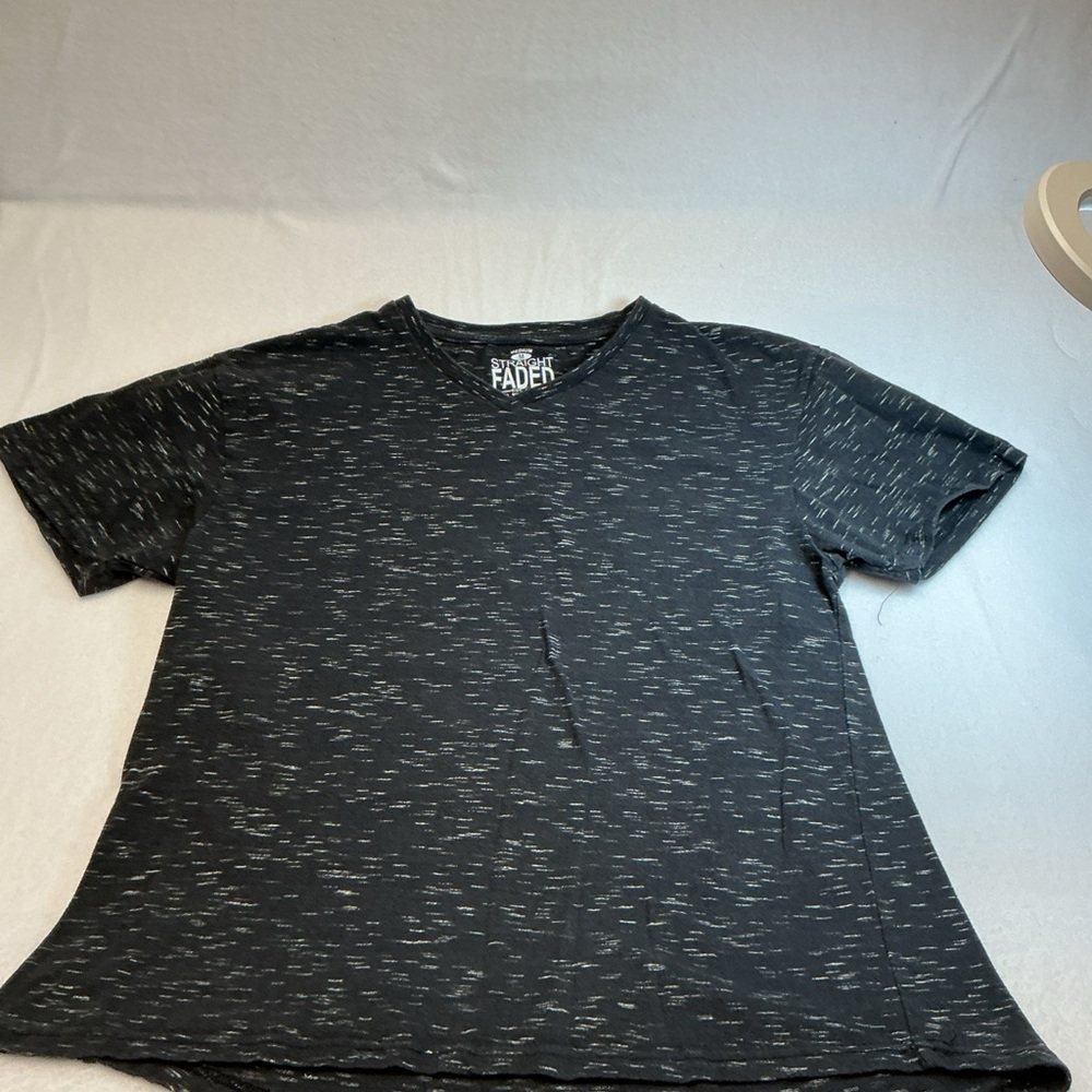 Straight Faded Mens Size M Black and Gray Short Sl T-Shirt Crew Neck Cotton 0390